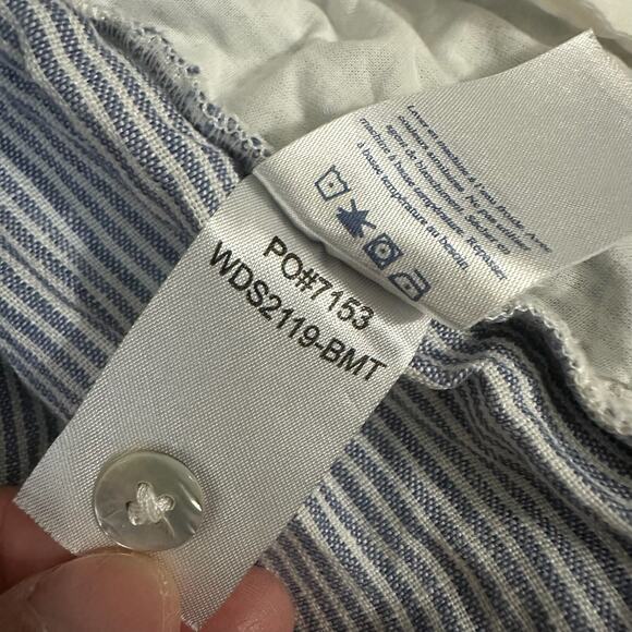 FAHERTY Isha Mini Dress Blue Pinstriped Sleeveless Linen Y2K Preppy - Picture 9 of 10